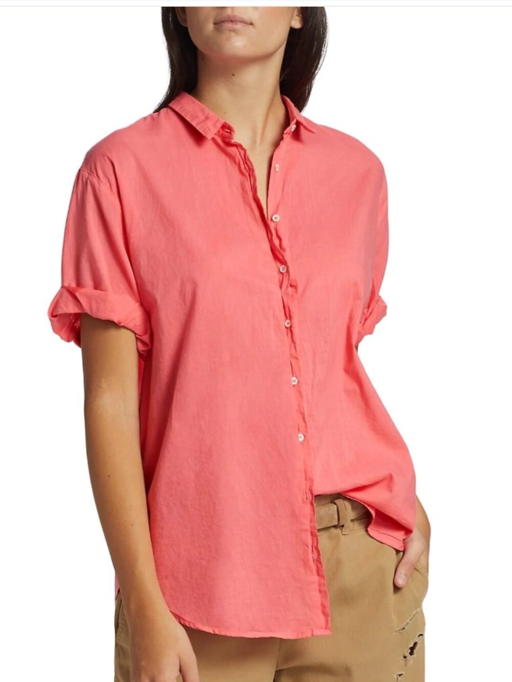 Xirena Coral Glow Channing Shirt Cotton Poplin Button Down Size Medium